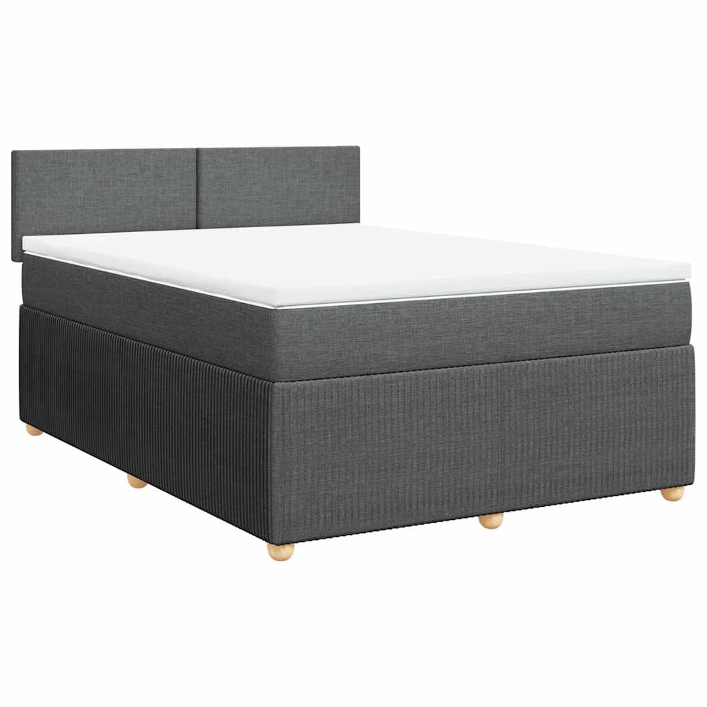Κρεβάτι Boxspring με Στρώμα Σκούρο Γκρι 140x190 εκ. Υφασμάτινο - Pakobazaar