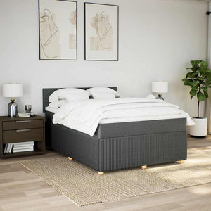 Κρεβάτι Boxspring με Στρώμα Σκούρο Γκρι 140x190 εκ. Υφασμάτινο - Pakobazaar