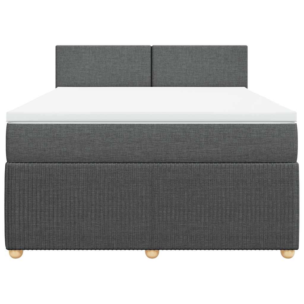 Κρεβάτι Boxspring με Στρώμα Σκούρο Γκρι 140x190 εκ. Υφασμάτινο - Pakobazaar