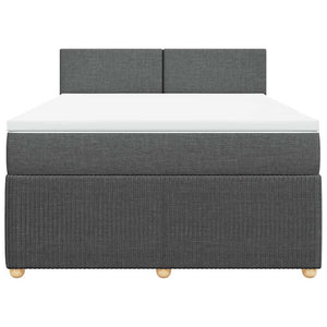 Κρεβάτι Boxspring με Στρώμα Σκούρο Γκρι 140x190 εκ. Υφασμάτινο - Pakobazaar