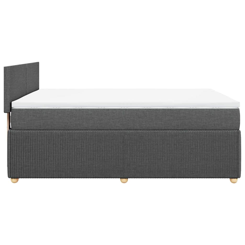 Κρεβάτι Boxspring με Στρώμα Σκούρο Γκρι 140x190 εκ. Υφασμάτινο - Pakobazaar