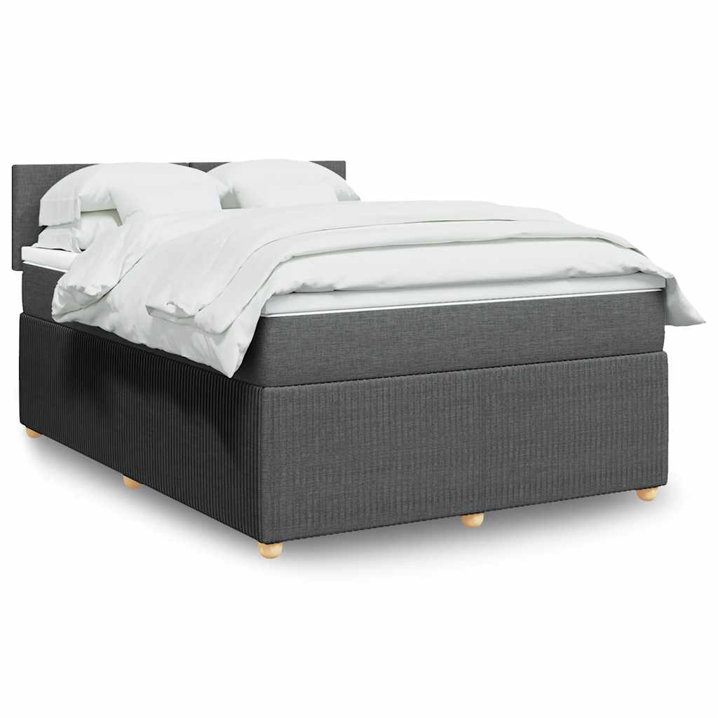 Κρεβάτι Boxspring με Στρώμα Σκούρο Γκρι 140x190 εκ. Υφασμάτινο - Pakobazaar
