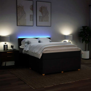 Κρεβάτι Boxspring με Στρώμα Μαύρο 140x190 εκ. Υφασμάτινο - Pakobazaar
