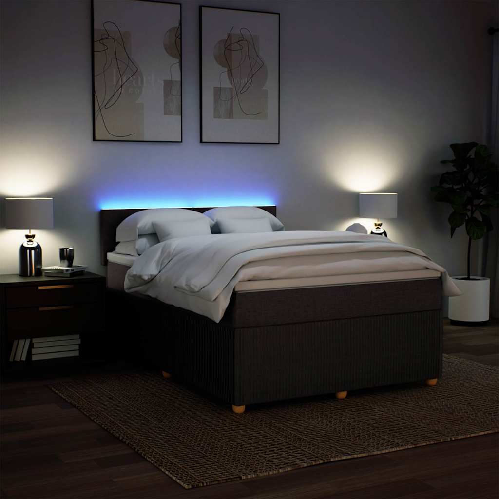 Κρεβάτι Boxspring με Στρώμα Σκούρο Καφέ 140x190 εκ. Υφασμάτινο