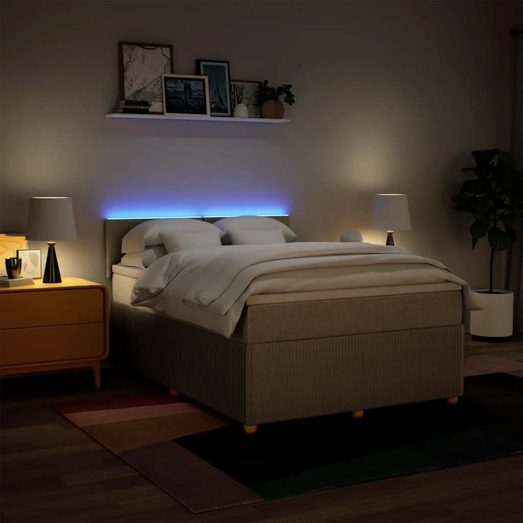 Κρεβάτι Boxspring με Στρώμα Κρεμ 140x190 εκ. Υφασμάτινο - Pakobazaar