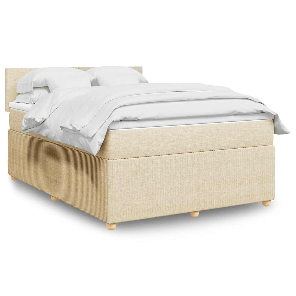 Κρεβάτι Boxspring με Στρώμα Κρεμ 140x190 εκ. Υφασμάτινο - Pakobazaar