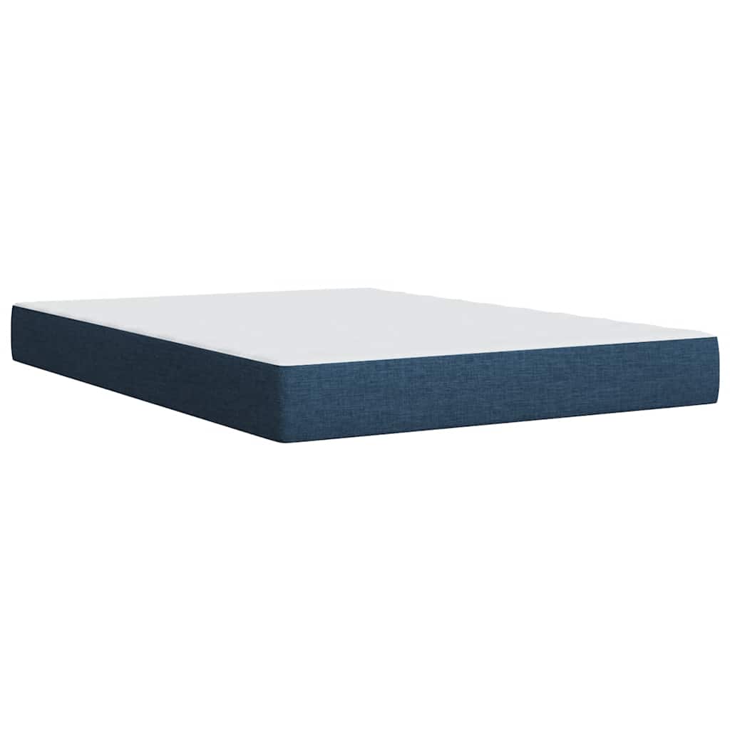 Κρεβάτι Boxspring με Στρώμα Μπλε 140x190 εκ. Υφασμάτινο