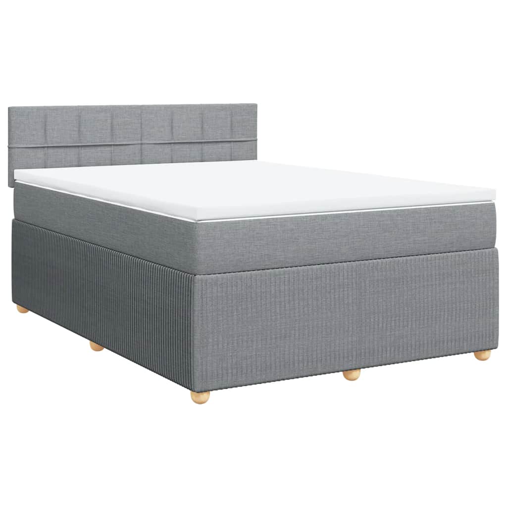 Κρεβάτι Boxspring με Στρώμα Ανοιχτό Γκρι 140x190 εκ. Υφασμάτινο - Pakobazaar