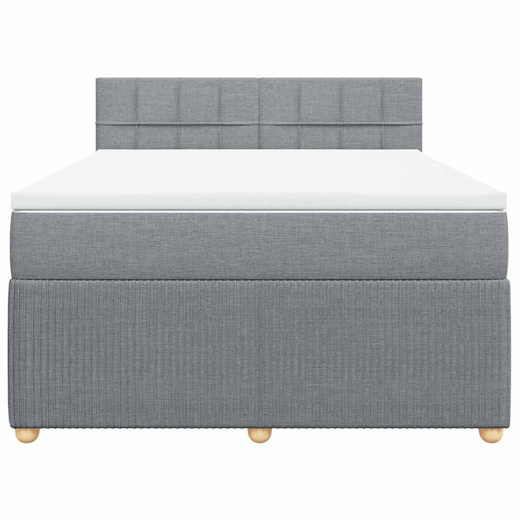 Κρεβάτι Boxspring με Στρώμα Ανοιχτό Γκρι 140x190 εκ. Υφασμάτινο - Pakobazaar