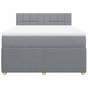 Κρεβάτι Boxspring με Στρώμα Ανοιχτό Γκρι 140x190 εκ. Υφασμάτινο - Pakobazaar