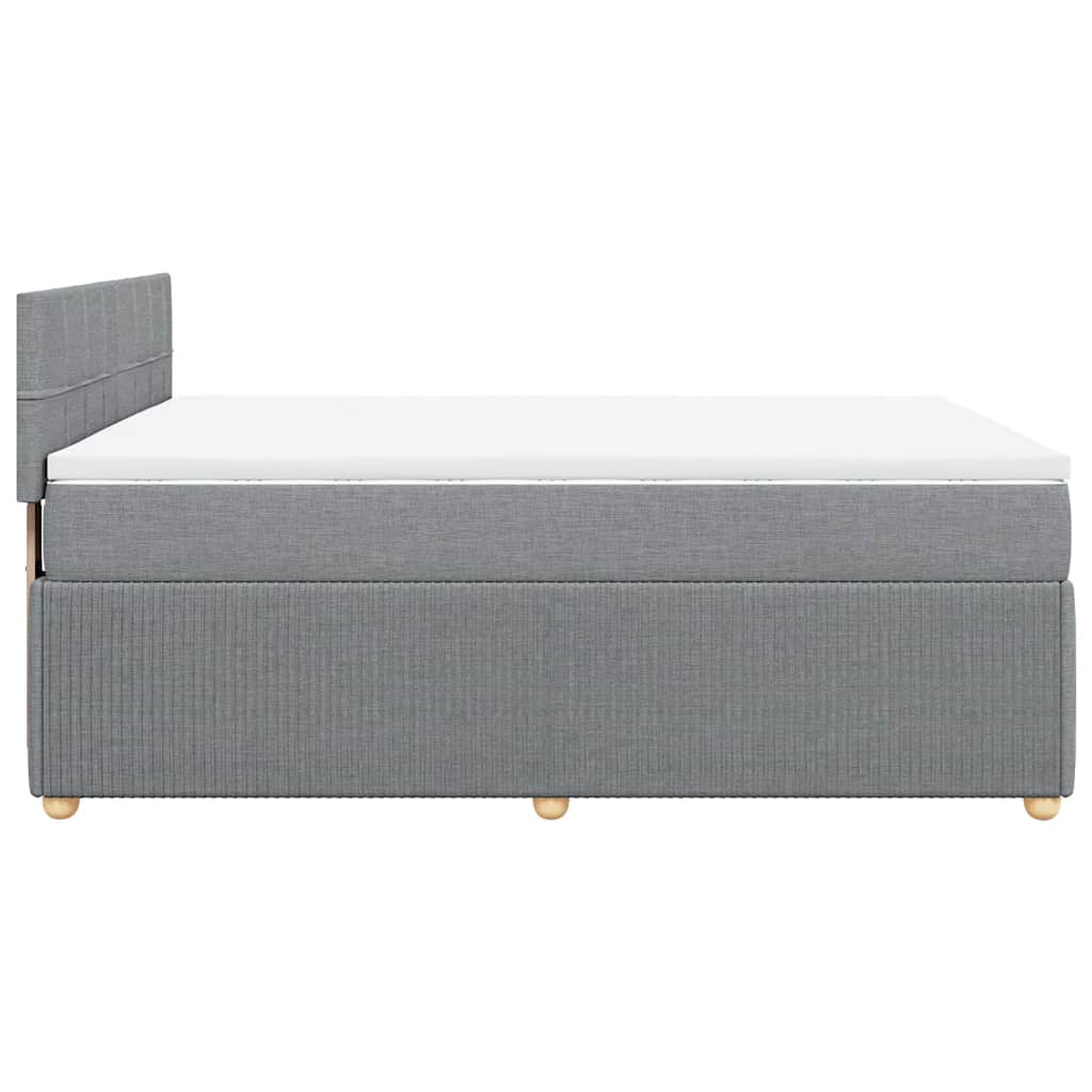 Κρεβάτι Boxspring με Στρώμα Ανοιχτό Γκρι 140x190 εκ. Υφασμάτινο - Pakobazaar