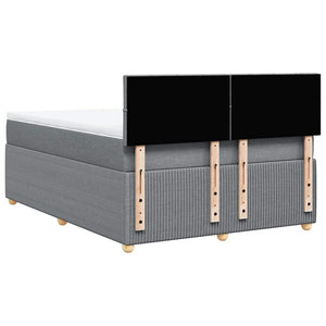 Κρεβάτι Boxspring με Στρώμα Ανοιχτό Γκρι 140x190 εκ. Υφασμάτινο - Pakobazaar