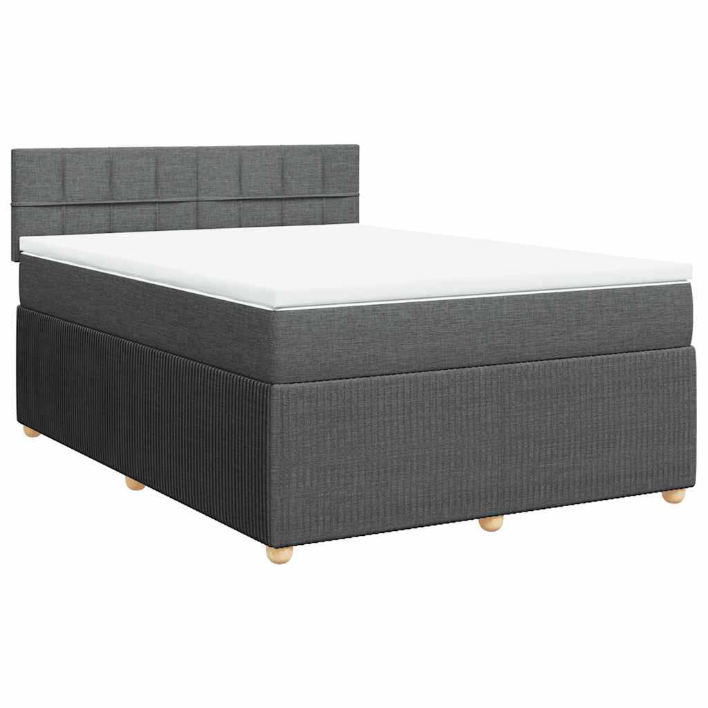 Κρεβάτι Boxspring με Στρώμα Σκούρο Γκρι 140x190 εκ. Υφασμάτινο - Pakobazaar