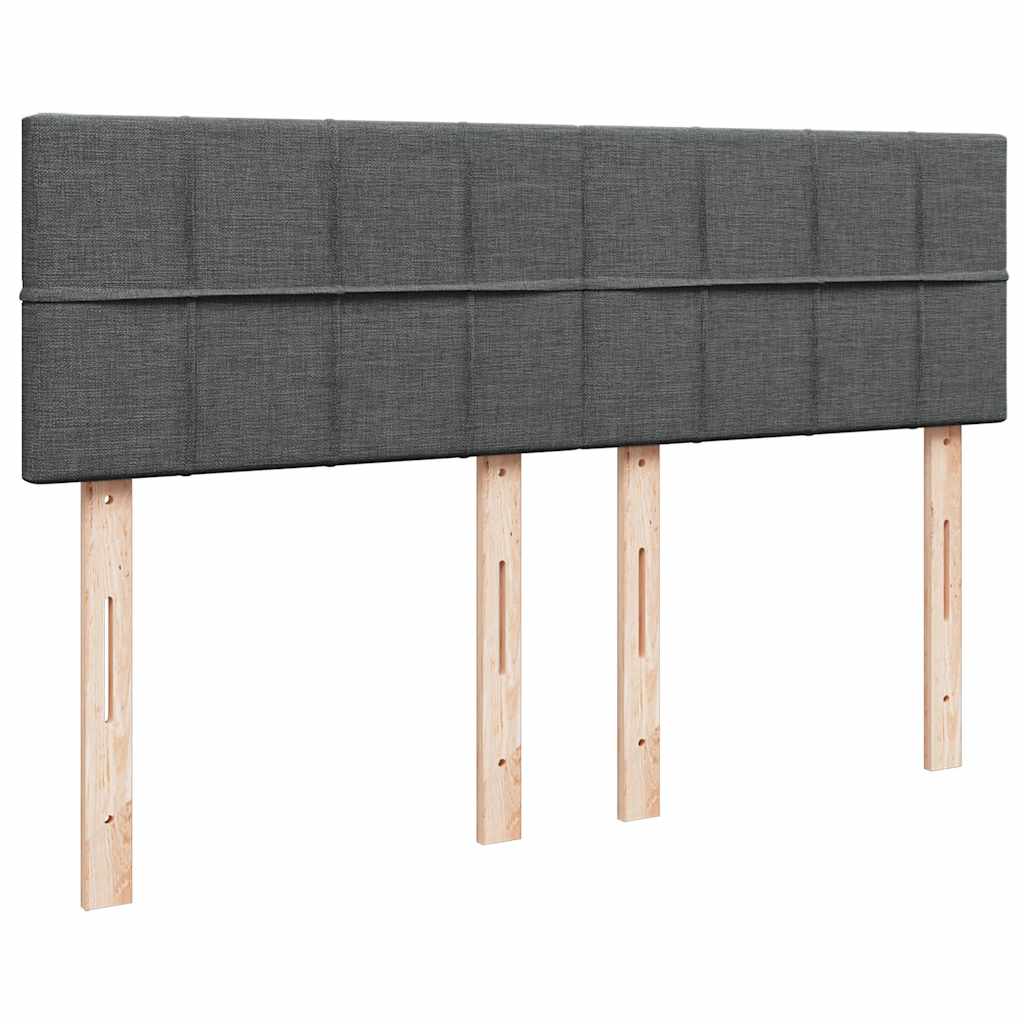 Κρεβάτι Boxspring με Στρώμα Σκούρο Γκρι 140x190 εκ. Υφασμάτινο - Pakobazaar
