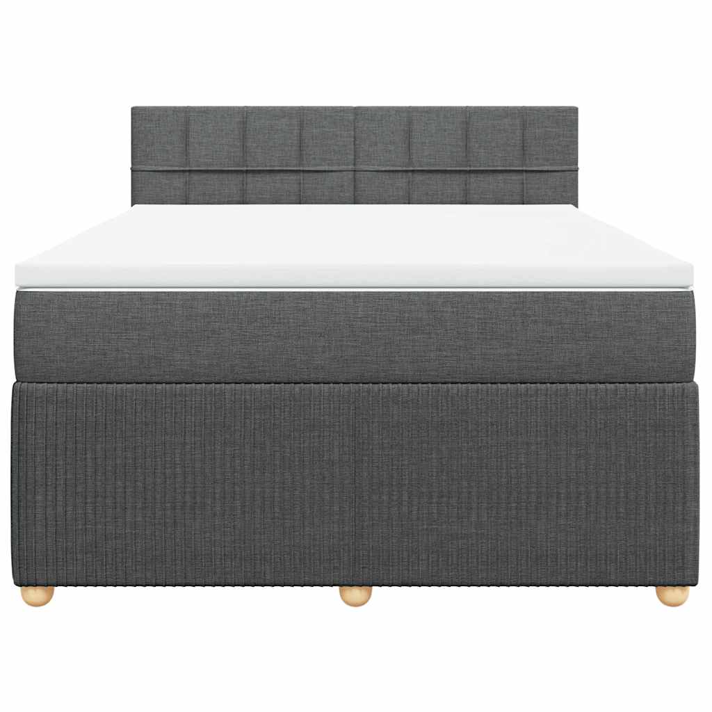 Κρεβάτι Boxspring με Στρώμα Σκούρο Γκρι 140x190 εκ. Υφασμάτινο - Pakobazaar