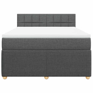 Κρεβάτι Boxspring με Στρώμα Σκούρο Γκρι 140x190 εκ. Υφασμάτινο - Pakobazaar