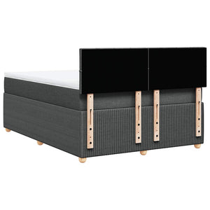 Κρεβάτι Boxspring με Στρώμα Σκούρο Γκρι 140x190 εκ. Υφασμάτινο - Pakobazaar