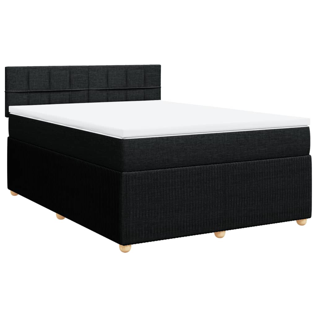 Κρεβάτι Boxspring με Στρώμα Μαύρο 140x190 εκ. Υφασμάτινο - Pakobazaar