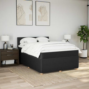 Κρεβάτι Boxspring με Στρώμα Μαύρο 140x190 εκ. Υφασμάτινο - Pakobazaar