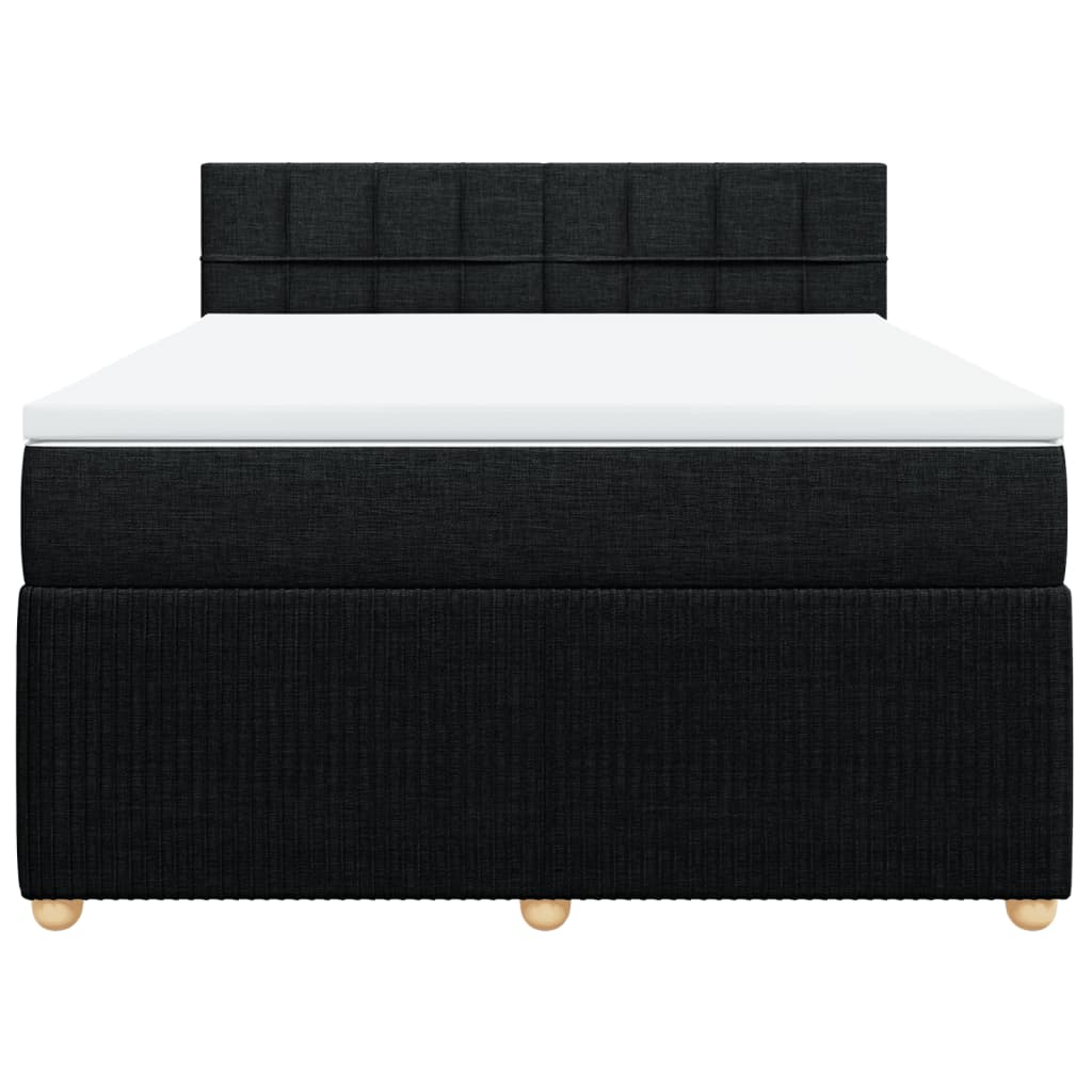 Κρεβάτι Boxspring με Στρώμα Μαύρο 140x190 εκ. Υφασμάτινο - Pakobazaar