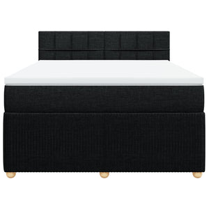 Κρεβάτι Boxspring με Στρώμα Μαύρο 140x190 εκ. Υφασμάτινο - Pakobazaar