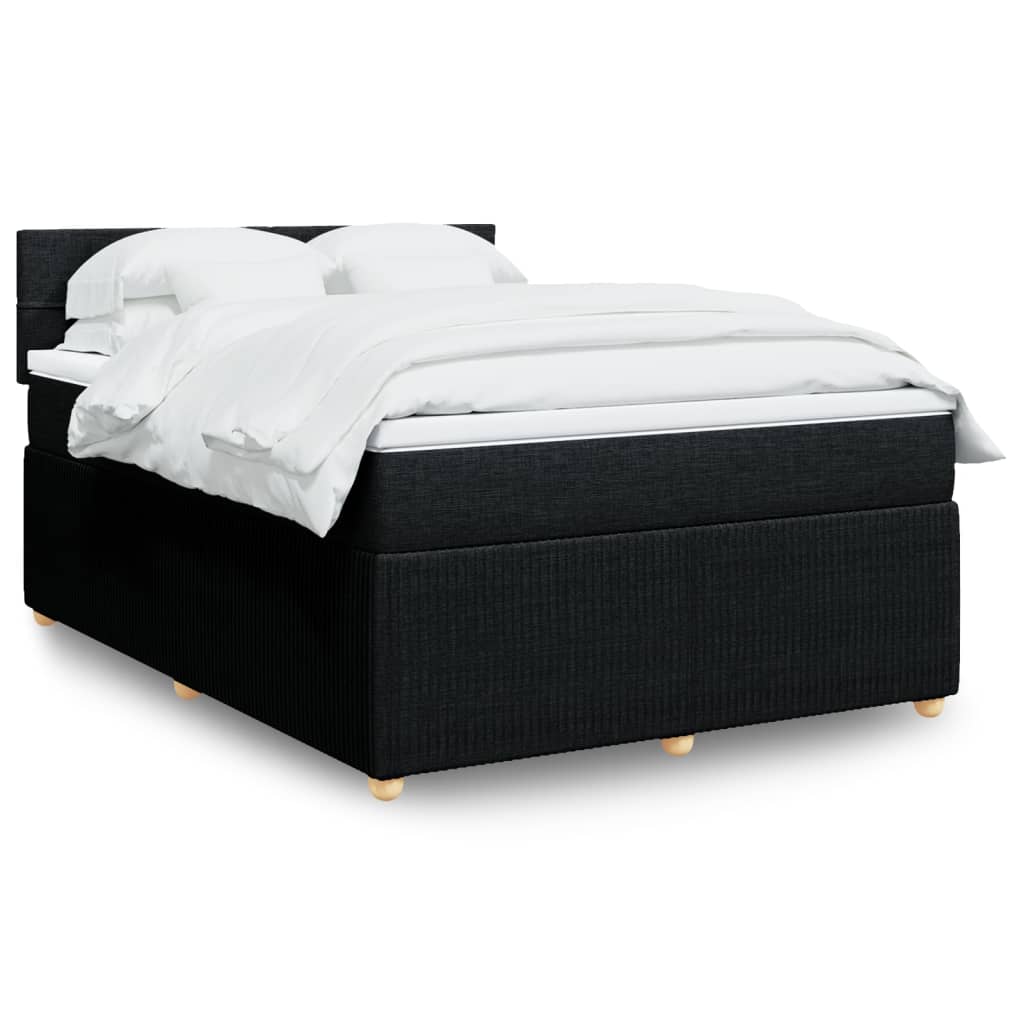 Κρεβάτι Boxspring με Στρώμα Μαύρο 140x190 εκ. Υφασμάτινο - Pakobazaar