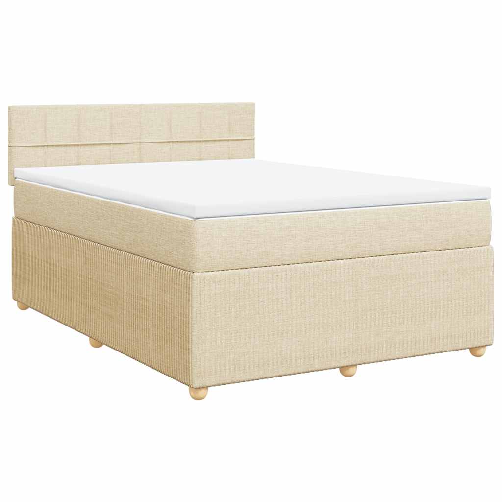 Κρεβάτι Boxspring με Στρώμα Κρεμ 140x190 εκ. Υφασμάτινο - Pakobazaar