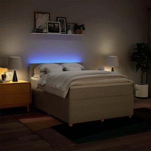 Κρεβάτι Boxspring με Στρώμα Κρεμ 140x190 εκ. Υφασμάτινο - Pakobazaar