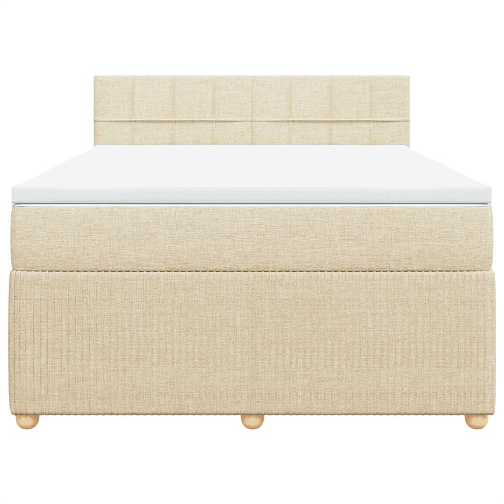 Κρεβάτι Boxspring με Στρώμα Κρεμ 140x190 εκ. Υφασμάτινο - Pakobazaar