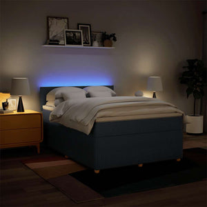 Κρεβάτι Boxspring με Στρώμα Μπλε 140x190 εκ. Υφασμάτινο