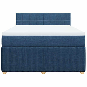 Κρεβάτι Boxspring με Στρώμα Μπλε 140x190 εκ. Υφασμάτινο