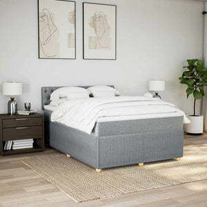 Κρεβάτι Boxspring με Στρώμα Ανοιχτό Γκρι 140x190 εκ. Υφασμάτινο - Pakobazaar