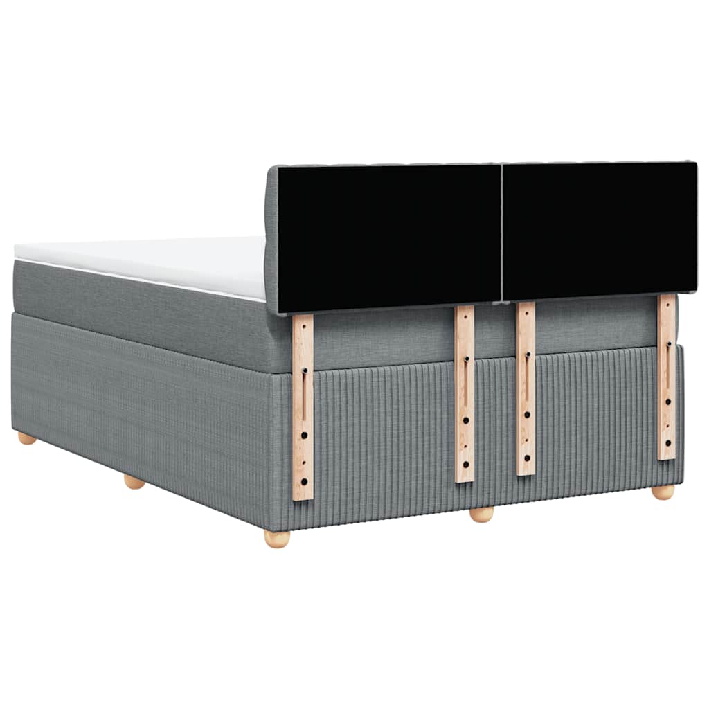 Κρεβάτι Boxspring με Στρώμα Ανοιχτό Γκρι 140x190 εκ. Υφασμάτινο - Pakobazaar