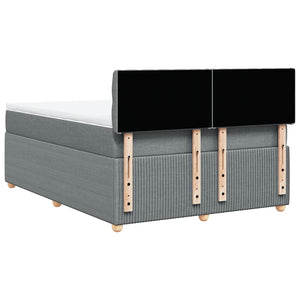 Κρεβάτι Boxspring με Στρώμα Ανοιχτό Γκρι 140x190 εκ. Υφασμάτινο - Pakobazaar