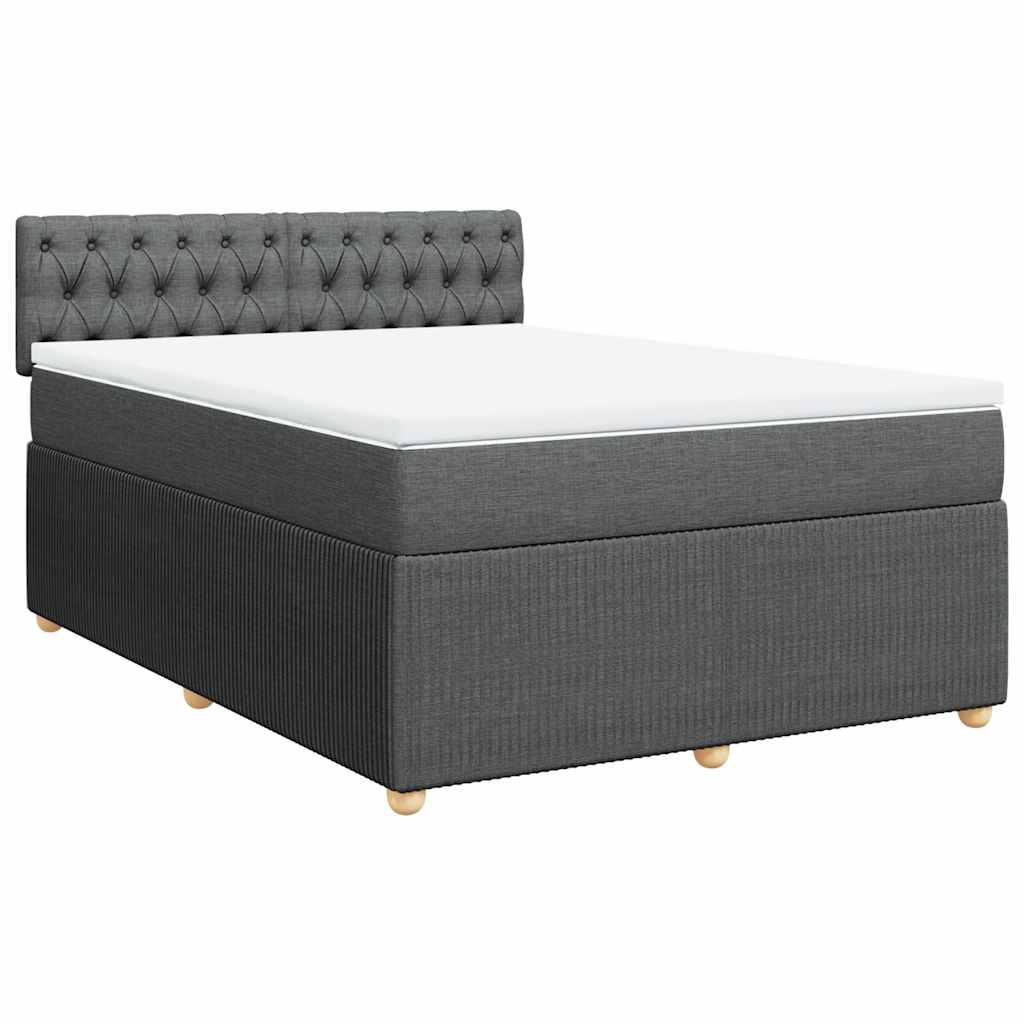 Κρεβάτι Boxspring με Στρώμα Σκούρο Γκρι 140x190 εκ. Υφασμάτινο - Pakobazaar