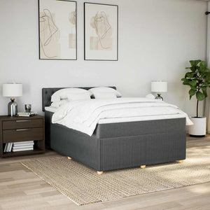 Κρεβάτι Boxspring με Στρώμα Σκούρο Γκρι 140x190 εκ. Υφασμάτινο - Pakobazaar