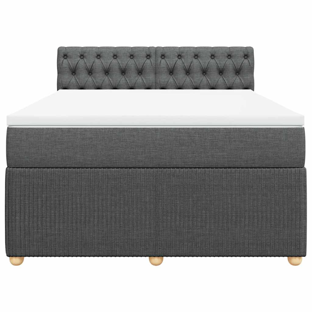 Κρεβάτι Boxspring με Στρώμα Σκούρο Γκρι 140x190 εκ. Υφασμάτινο - Pakobazaar