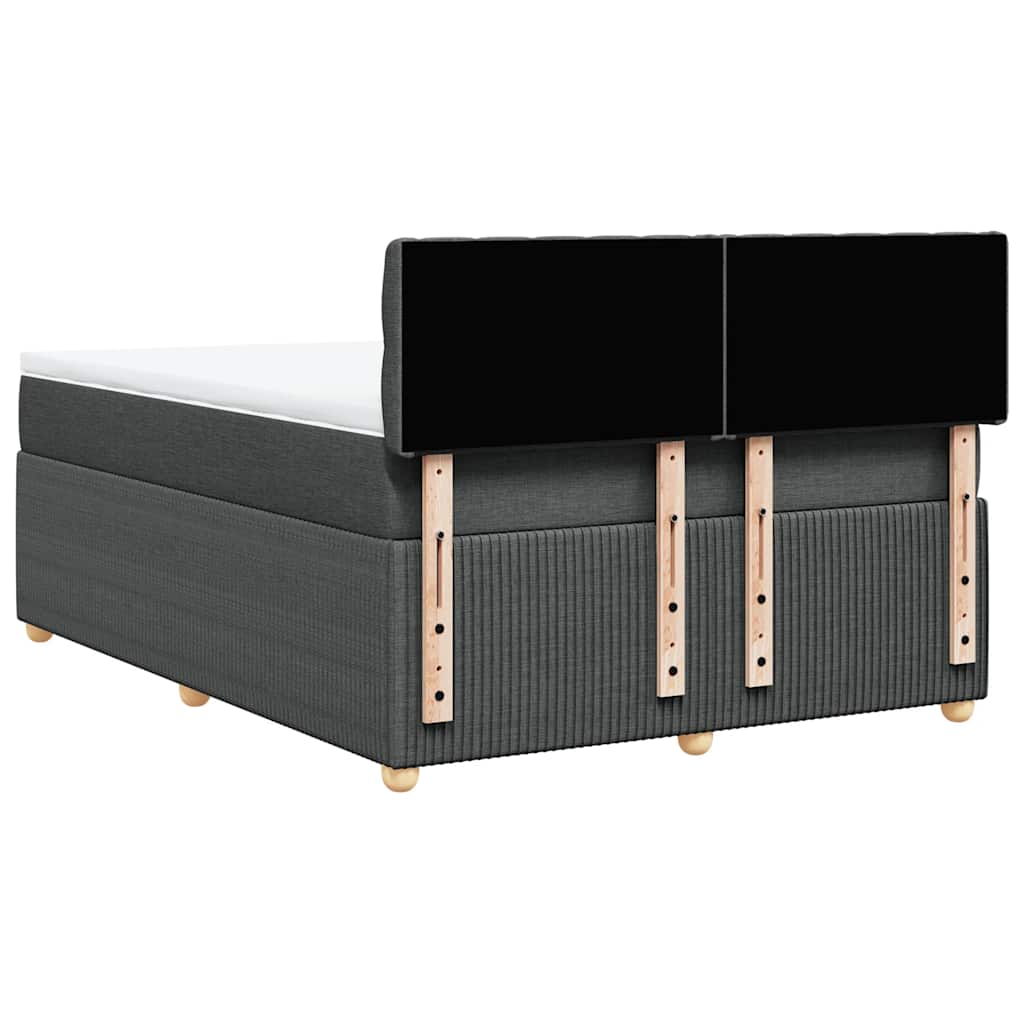 Κρεβάτι Boxspring με Στρώμα Σκούρο Γκρι 140x190 εκ. Υφασμάτινο - Pakobazaar