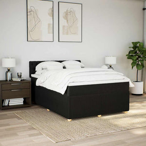 Κρεβάτι Boxspring με Στρώμα Μαύρο 140x190 εκ. Υφασμάτινο - Pakobazaar