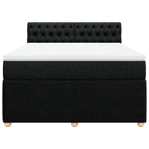 Κρεβάτι Boxspring με Στρώμα Μαύρο 140x190 εκ. Υφασμάτινο - Pakobazaar