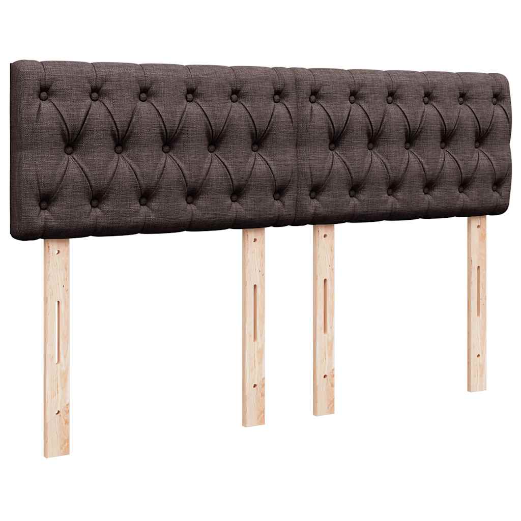 Κρεβάτι Boxspring με Στρώμα Σκούρο Καφέ 140x190 εκ. Υφασμάτινο - Pakobazaar