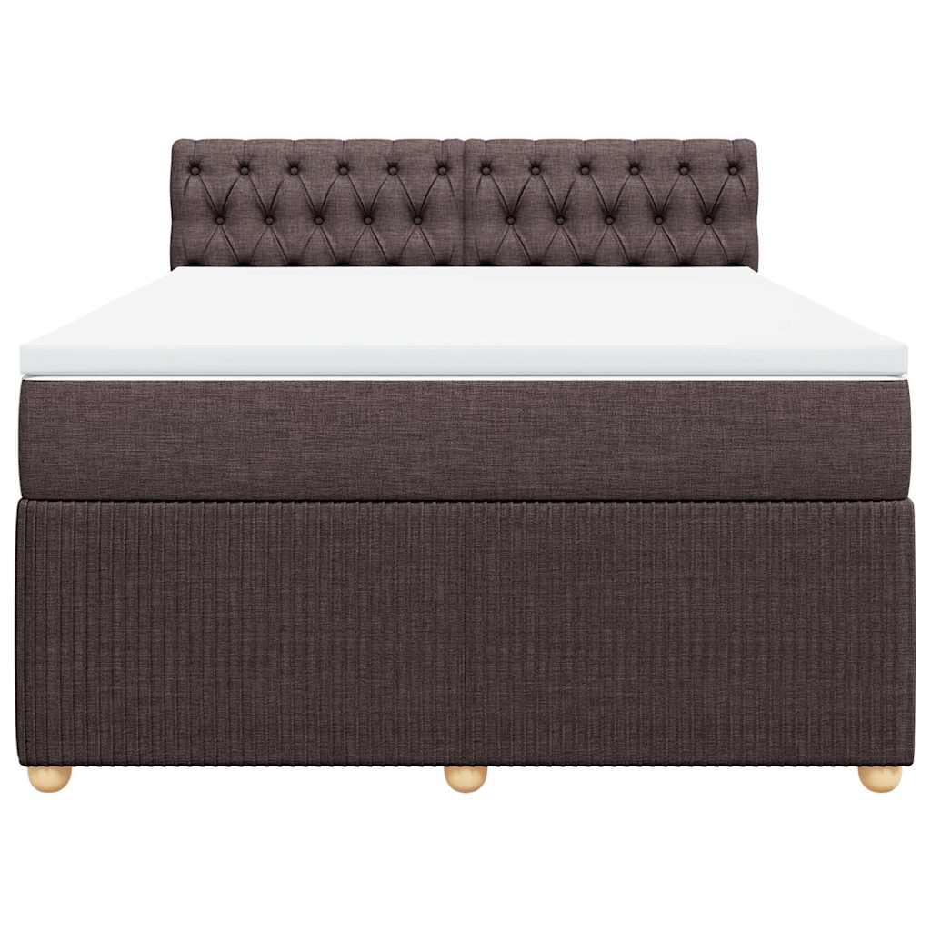 Κρεβάτι Boxspring με Στρώμα Σκούρο Καφέ 140x190 εκ. Υφασμάτινο - Pakobazaar