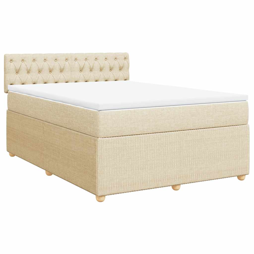 Κρεβάτι Boxspring με Στρώμα Κρεμ 140x190 εκ. Υφασμάτινο - Pakobazaar