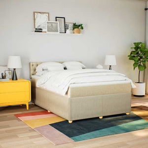 Κρεβάτι Boxspring με Στρώμα Κρεμ 140x190 εκ. Υφασμάτινο - Pakobazaar