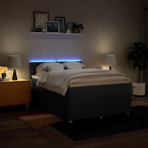 Κρεβάτι Boxspring με Στρώμα Μπλε 140x190 εκ. Υφασμάτινο