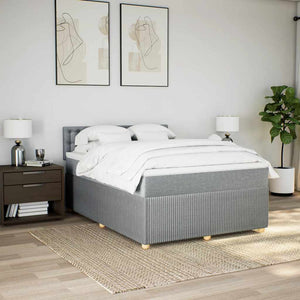 Κρεβάτι Boxspring με Στρώμα Ανοιχτό Γκρι 140x190 εκ. Υφασμάτινο - Pakobazaar
