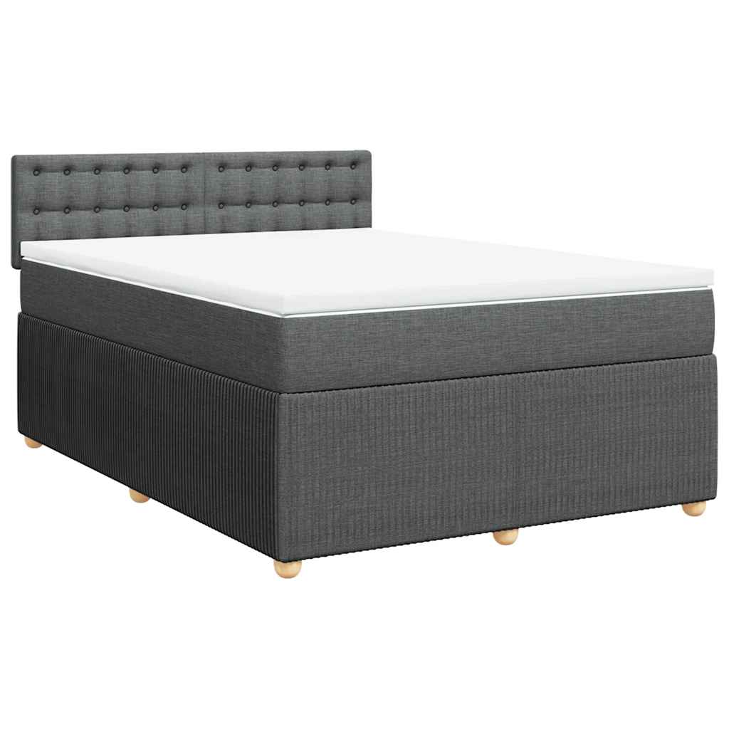 Κρεβάτι Boxspring με Στρώμα Σκούρο Γκρι 140x190 εκ. Υφασμάτινο - Pakobazaar
