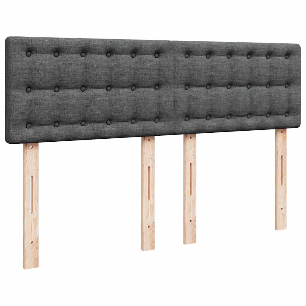 Κρεβάτι Boxspring με Στρώμα Σκούρο Γκρι 140x190 εκ. Υφασμάτινο - Pakobazaar