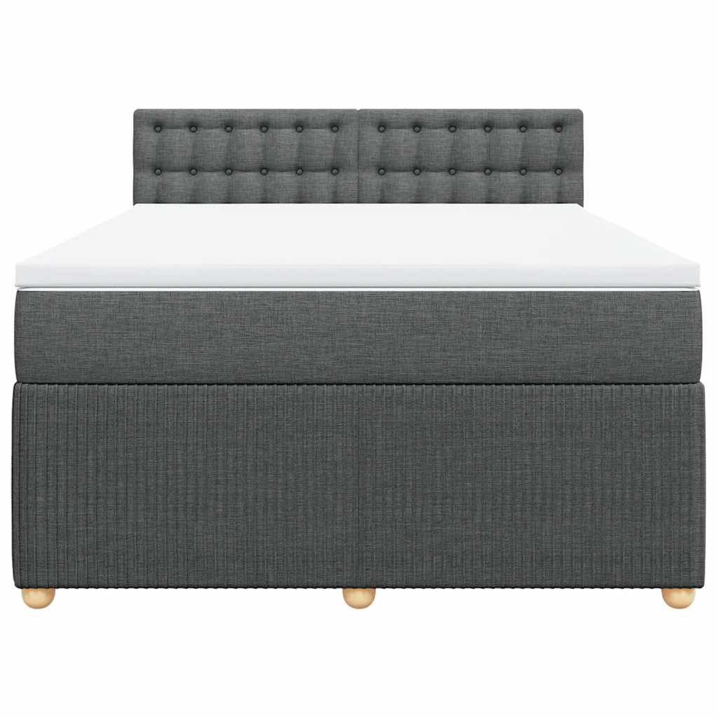 Κρεβάτι Boxspring με Στρώμα Σκούρο Γκρι 140x190 εκ. Υφασμάτινο - Pakobazaar