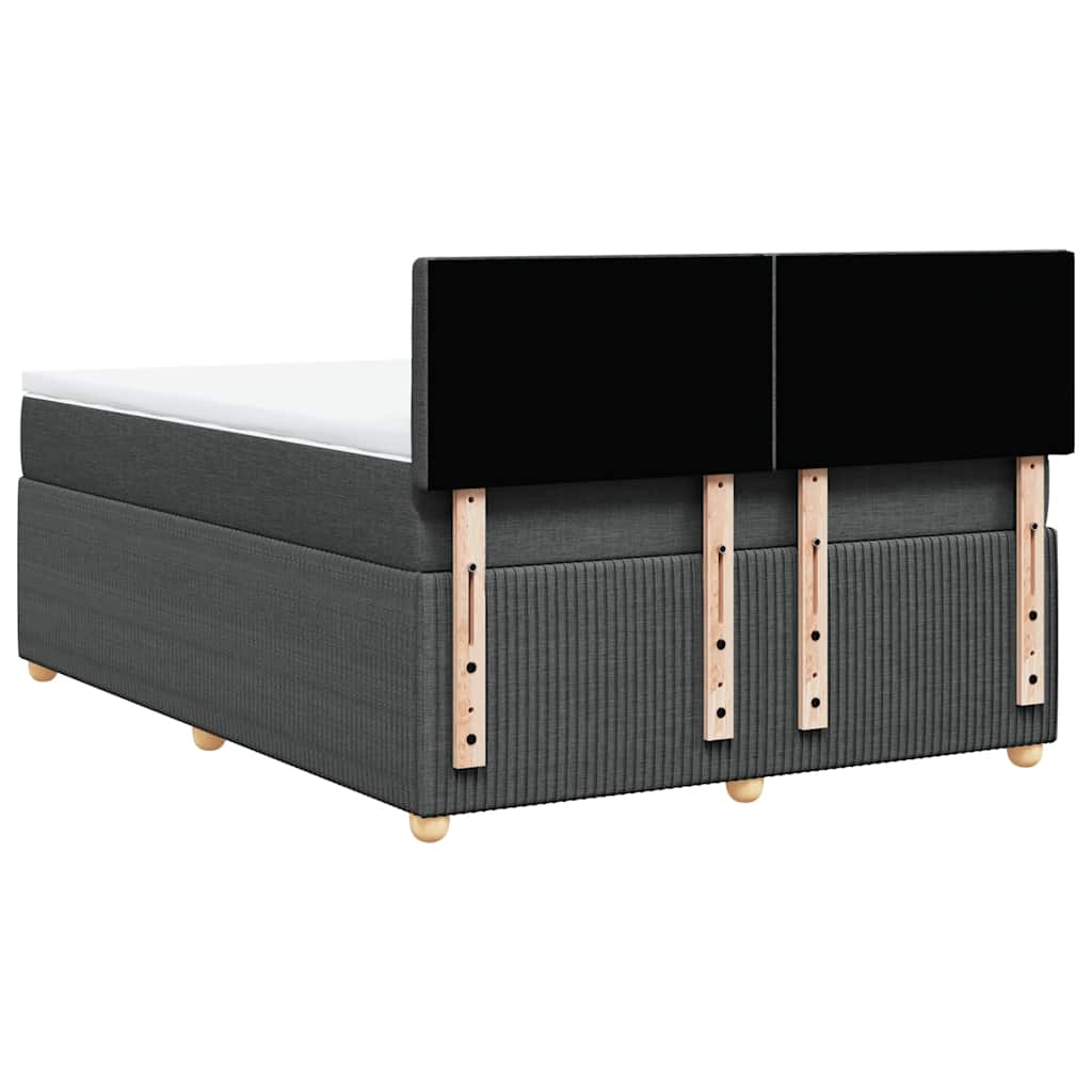 Κρεβάτι Boxspring με Στρώμα Σκούρο Γκρι 140x190 εκ. Υφασμάτινο - Pakobazaar